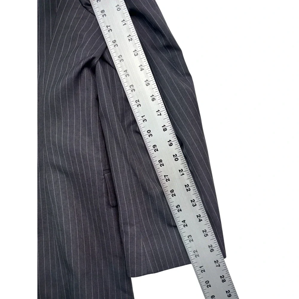 Jos A Bank 48L 43x32 Gray Stripe 2pc Pant Suit Signature Collection Silk Wool